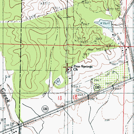 Topographic Map of Zion Springs Church, MS