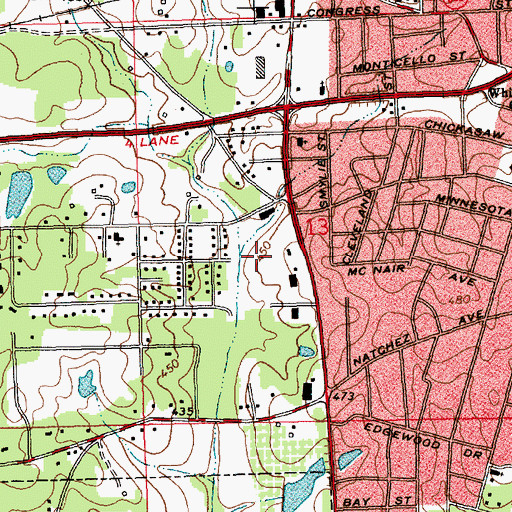 Topographic Map of WJMB-AM (Brookhaven), MS