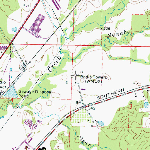 Topographic Map of WMOX-AM (Meridian), MS