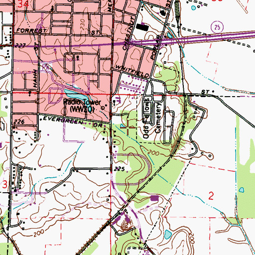 Topographic Map of WMPA-AM (Aberdeen), MS