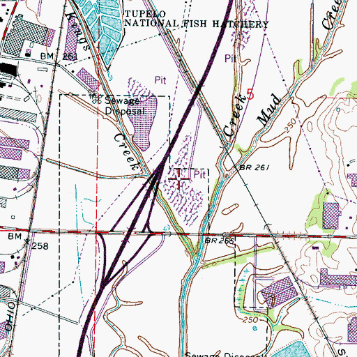 Topographic Map of WXOQ-AM (Tupelo), MS
