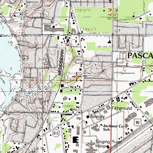 Topographic Map of WPMO-FM (Pascagoula), MS