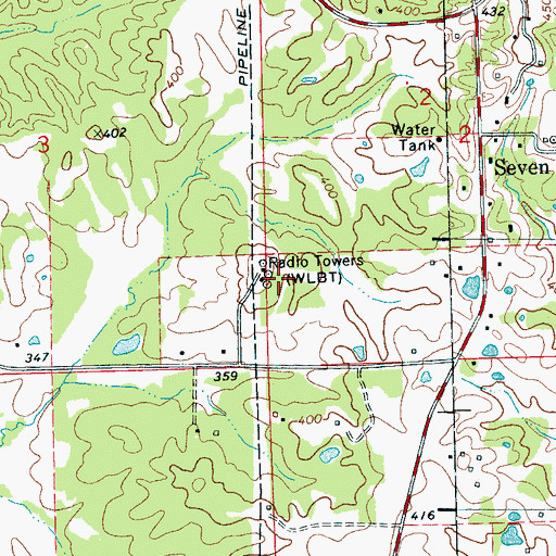 Topographic Map of WLBT-TV (Jackson), MS