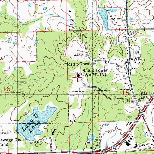 Topographic Map of WAPT-TV (Jackson), MS