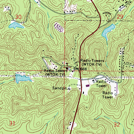 Topographic Map of WHTV-TV (Meridian), MS