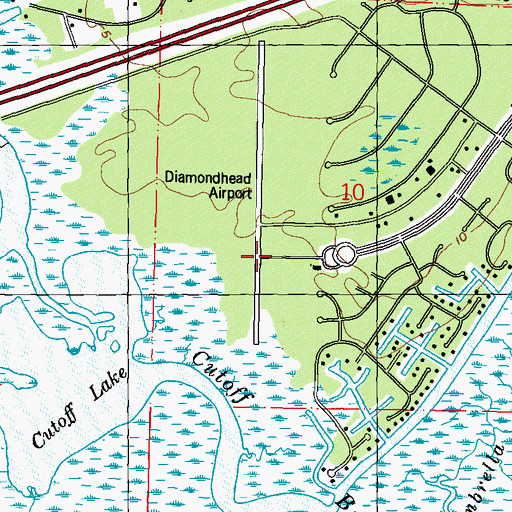 Topographic Map of Diamondhead Airport, MS