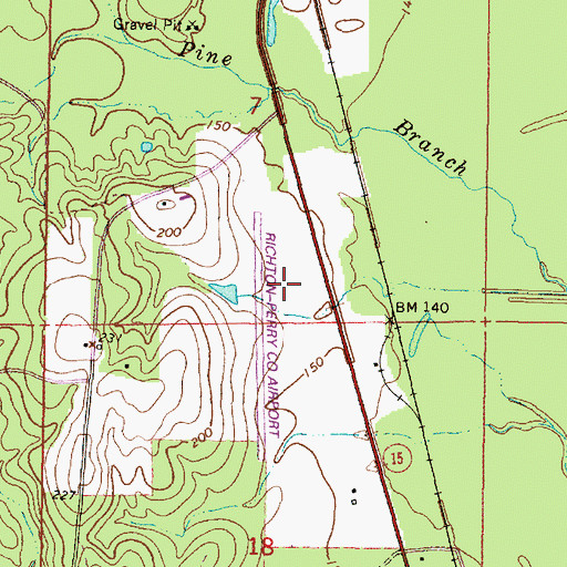 Topographic Map of Richton-Perry County Airport, MS