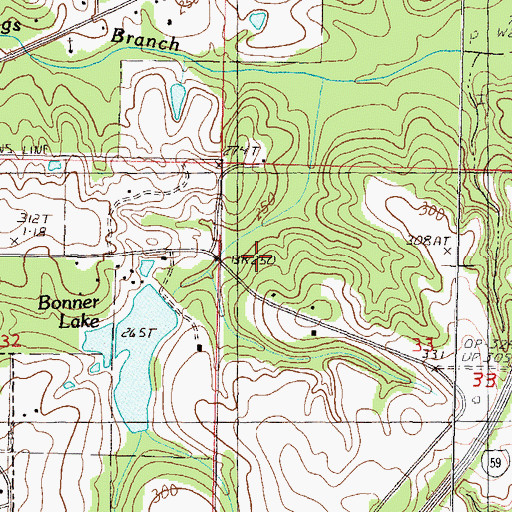 Topographic Map of B C Bonner Lake Dam, MS