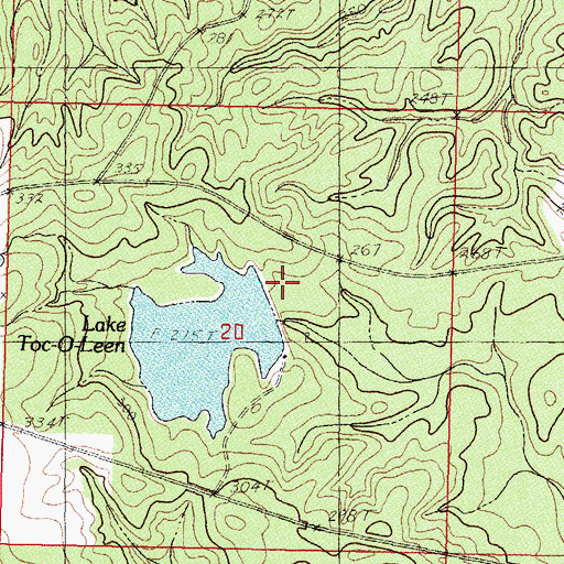 Topographic Map of Lake Toc-O-Leen Dam, MS