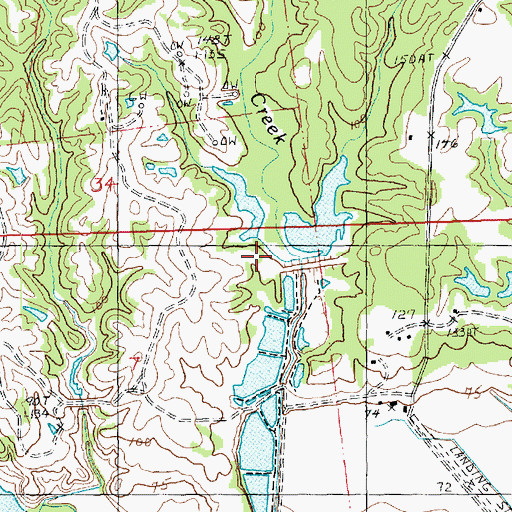 Topographic Map of Second Creek Watershed Structure One Dam, MS