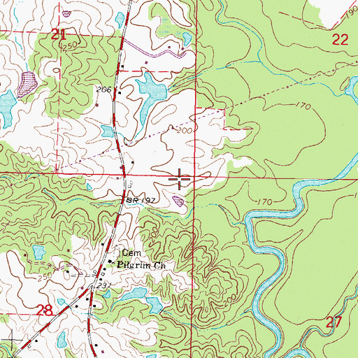 Topographic Map of Ottis Robertson Lake Dam, MS