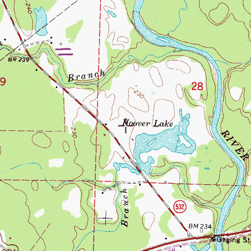 Topographic Map of Hoover Lake Dam, MS