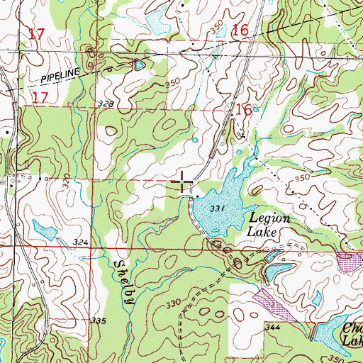 Topographic Map of Legion Lake Dam, MS