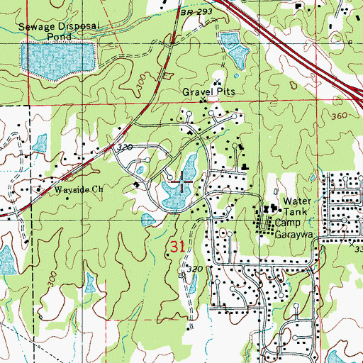 Topographic Map of Camp Garaway Pond Dam, MS