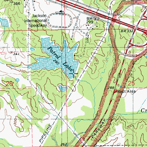 Topographic Map of Mississippi Highway Patrol Lake Dam, MS