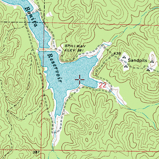 Topographic Map of Bonita Reservoir Number 3 Dam, MS