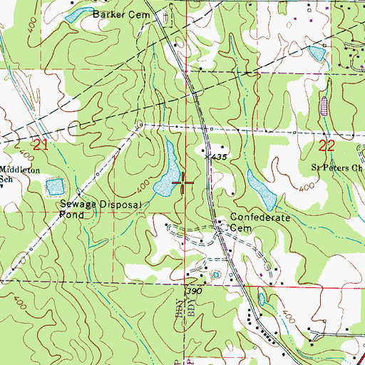Topographic Map of Jimmy Scott Lake Dam, MS