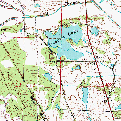 Topographic Map of Osborn Lake Dam, MS