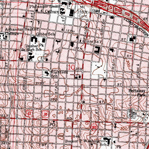 Topographic Map of Central Presbyterian Church, AR