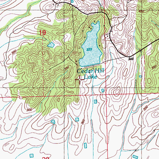 Topographic Map of Cedar Hill Lake Dam, MS