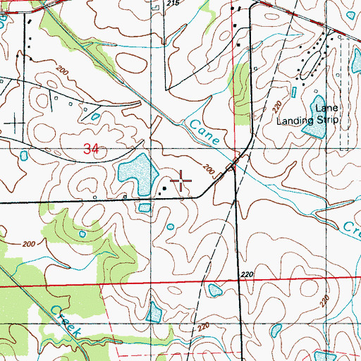 Topographic Map of Lindsey Harris Lake Dam, MS