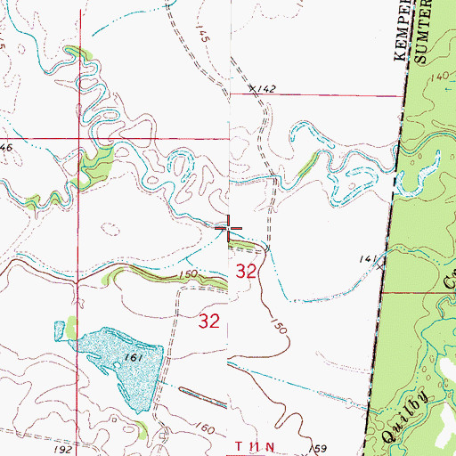 Topographic Map of Larry Bell Pond Dam, MS