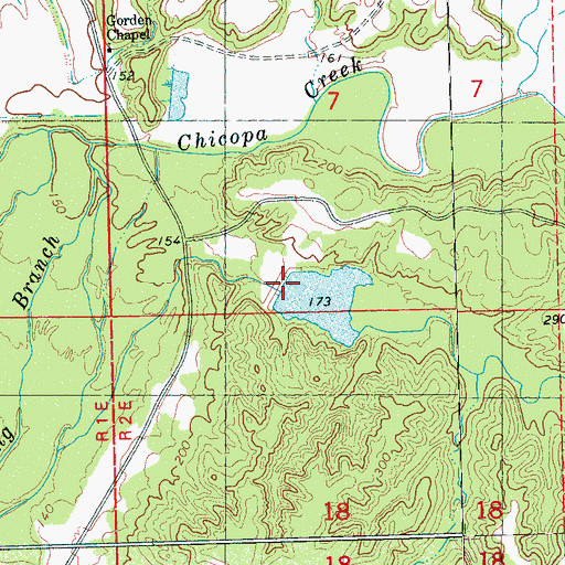 Topographic Map of Black Watershed Y-36-55 Dam, MS