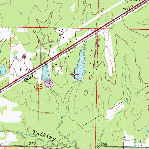 Topographic Map of Mullins Lake Dam, MS