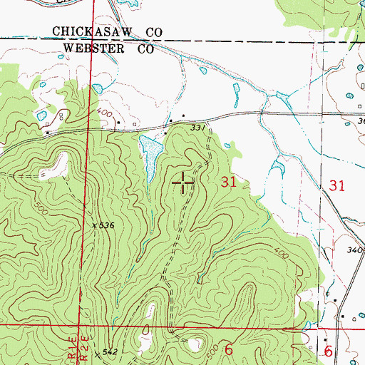 Topographic Map of Pat Gibson Lake Dam, MS