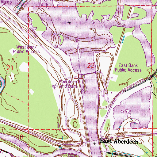 Topographic Map of Aberdeen Lake, MS