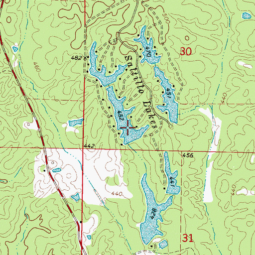 Topographic Map of Saltillo Fishing Club Dam, MS