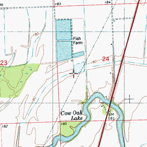 Topographic Map of E Justice Lake Dam, MS