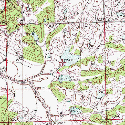 Topographic Map of J R Johnson Pond Dam, MS