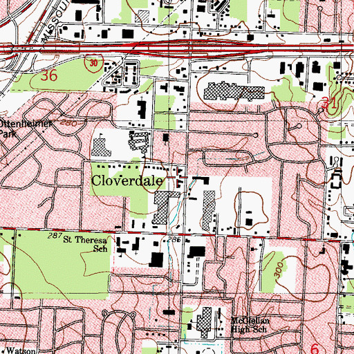 Topographic Map of Geyer Springs Shoppers Walk Shopping Center, AR