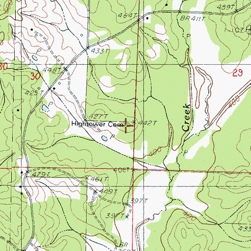 Topographic Map of Hightower Cemetery, MS