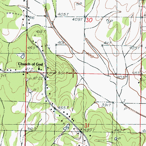 Topographic Map of Whites Creek West, MS
