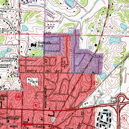 Topographic Map of Avondale, MS