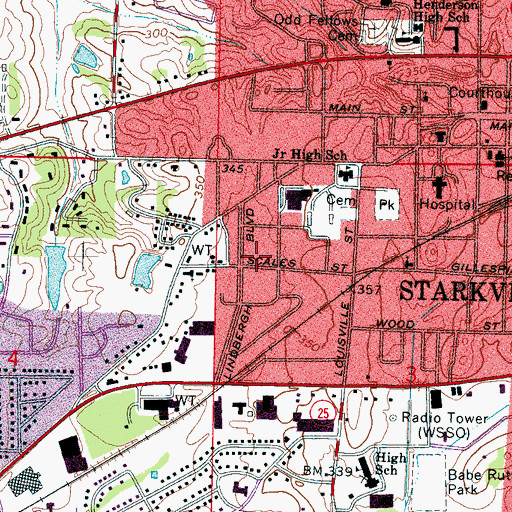 Topographic Map of Fairground Subdivision, MS