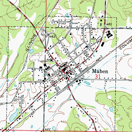 Topographic Map of Maben Church of Christ, MS