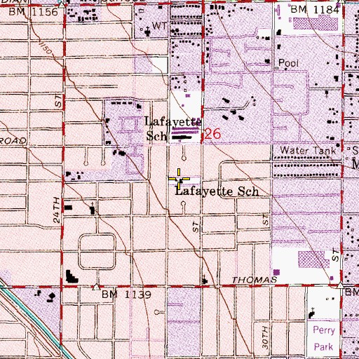 Topographic Map of Lafayette School, AZ