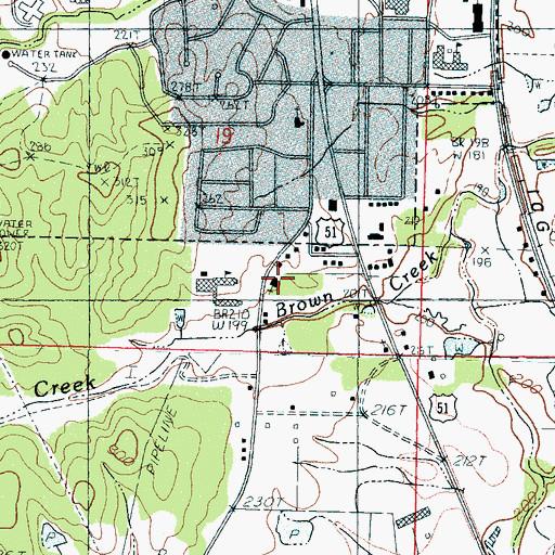 Topographic Map of Grace United Methodist Church, MS