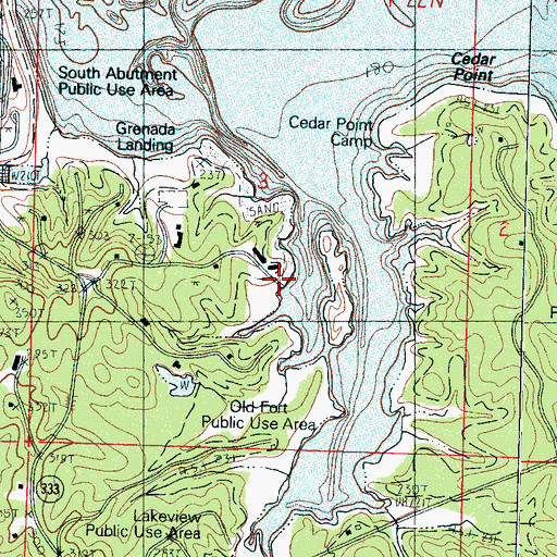 Topographic Map of Grenada Yacht Basin, MS