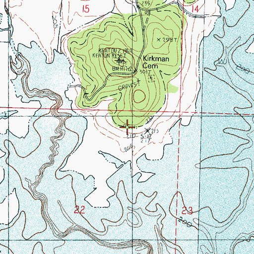 Topographic Map of Kirkman (historical), MS