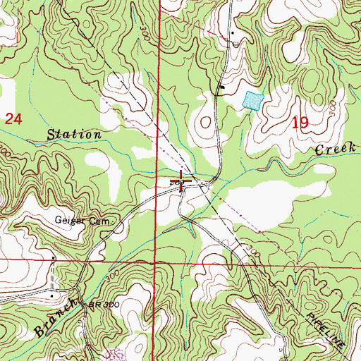 Topographic Map of Station Creek (historical), MS