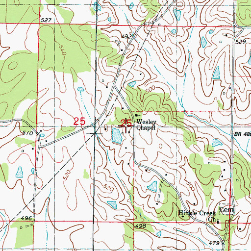 Topographic Map of Pleasant Ridge Church (historical), MS