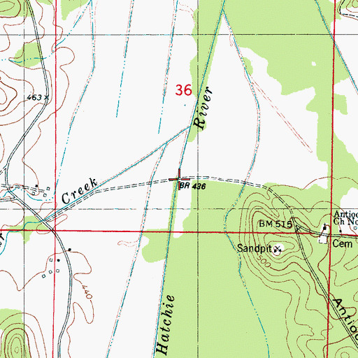 Topographic Map of Turnpike Bridge, MS