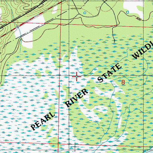 Topographic Map of Pearl River State Wildlife Management Area, MS