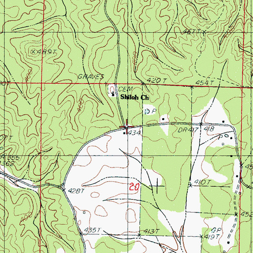 Topographic Map of Laura (historical), MS