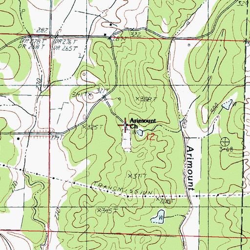 Topographic Map of Airmount Church, MS
