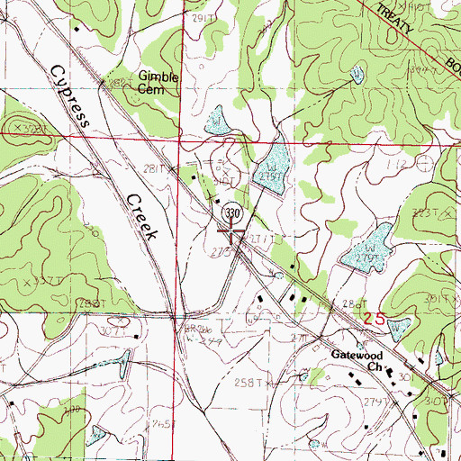 Topographic Map of Gatewood (historical), MS